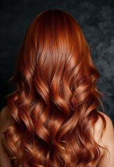 Fototapeta premium Close-up of wavy auburn hair, showcasing texture and color contrast.