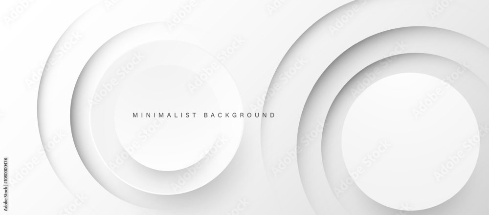 Poster Modern abstract white background with circular layers.
