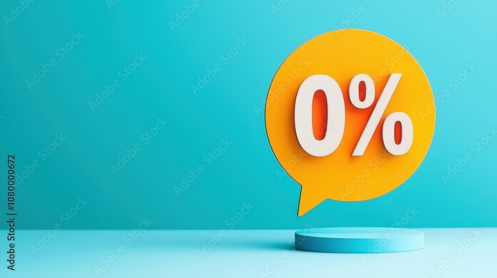 Poster percentage badge in speech bubble at center for a website isolated random pastel color background