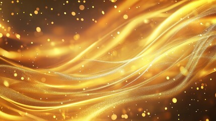 Glowing golden streams and particles in dynamic flow