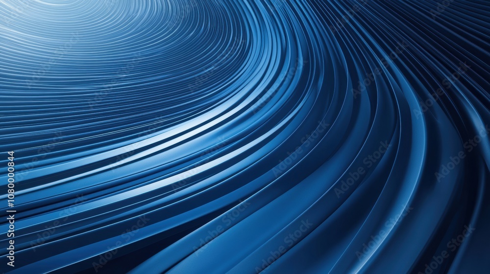 Poster dynamic blue abstract waves create a sense of movement and depth, ai