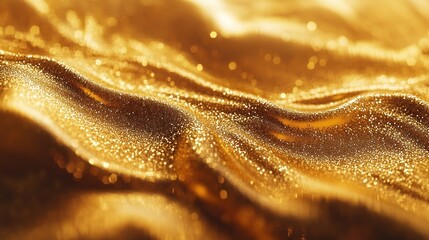Golden shimmering sand waves in abstract pattern art