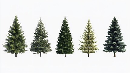 Four decorated Christmas trees on a green background.