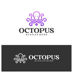 Octopus logo vector illustration. Simple Octopus logo design concept template