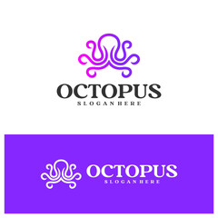 Octopus logo vector illustration. Simple Octopus logo design concept template