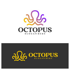 Octopus logo vector illustration. Simple Octopus logo design concept template