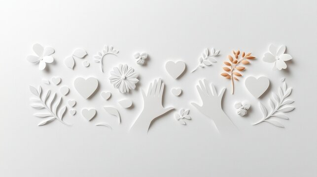 Create a paper cut style artwork that symbolizes social responsibility and community engagement