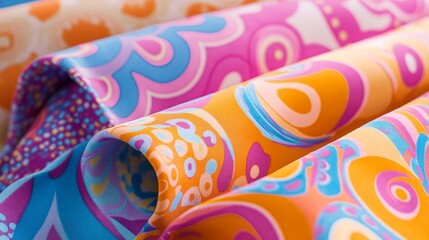 Obraz premium Abstract Colorful Fabric with Swirling Pattern - Retro Design