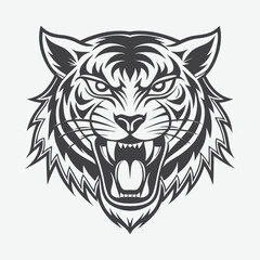 Tiger Head Silhouette Logo Vector Illustration Isolated on White Background for Branding and Design Projects