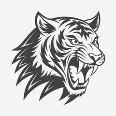 Tiger Head Silhouette Logo Vector Illustration Isolated on White Background for Branding and Design Projects
