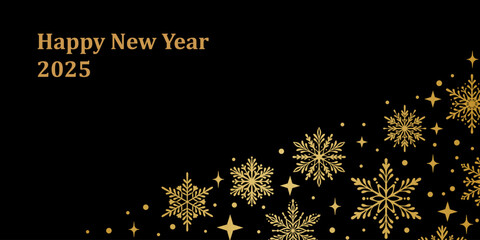 Happy New Year black and gold vector holiday greeting card temple, snowflake frame or banner design, winter background design