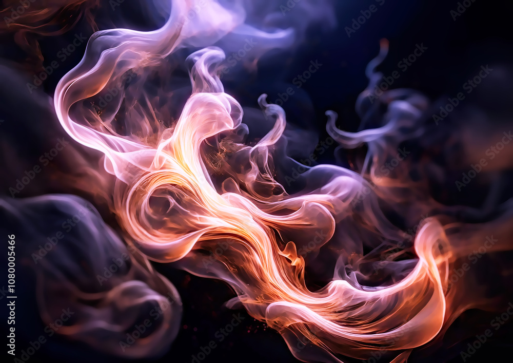 Poster abstract smoke moves on a black background. design element. abstract texture.