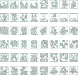 カラーシャドウ正方形ミニ花札アイコンセット