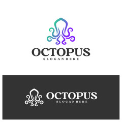 Octopus logo vector illustration. Simple Octopus logo design concept template