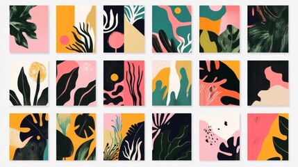 Fototapeta premium Tropical Leaves Abstract Art Print - Botanical Pattern