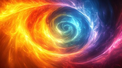Vibrant abstract spiral with glowing colors in a dynamic swirl pattern. Perfect for backgrounds and design projects needing a burst of energy and movement.