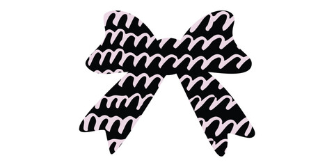 A flat ribbon or bow with detailed retro textures