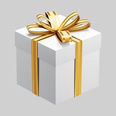 White gift box with golden ribbon celebrating christmas festivities
