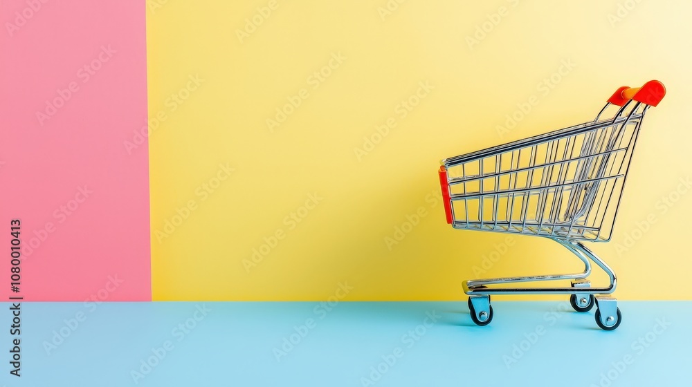 Poster sales board with discount alert at center for a website isolated random pastel color background