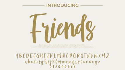 Friends Font Stylish brush painted an uppercase vector letters, alphabet, typeface