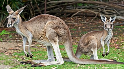 two kangaroo in the zoo