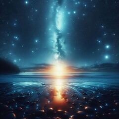 Luminogram of Starry Sky Over the Ocean A luminogram of a starry