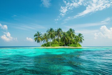 Tranquil Tropical Island Oasis in Crystal Clear Turquoise Waters