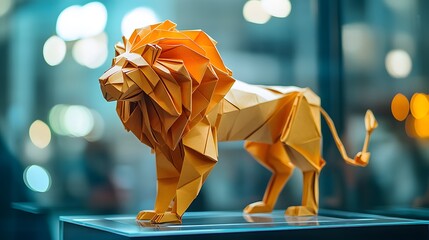 Origami - Folding paper in the shape of Leo Zodiac (born between Jul 23 – Aug 22) The message is that even though it is just paper, if you try your best, it can lift you up on a pedestal gracefully.