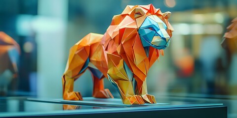 Origami - Folding paper in the shape of Leo Zodiac (born between Jul 23 – Aug 22) The message is that even though it is just paper, if you try your best, it can lift you up on a pedestal gracefully.