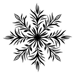 black snowflake drawing without background
