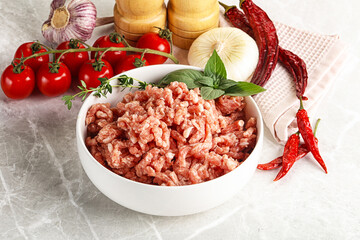 Raw minced pork uncooked meat