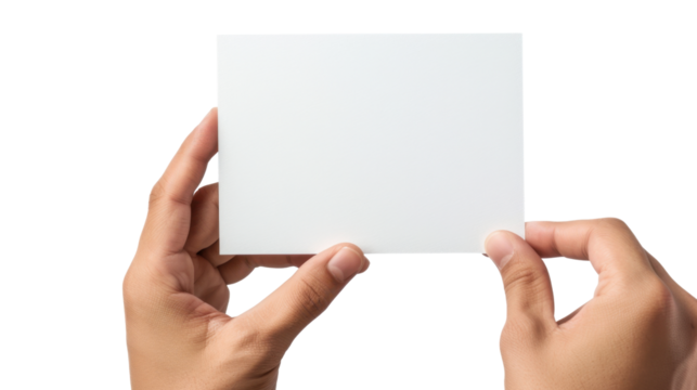 Hand holding clean note on white transparent background

