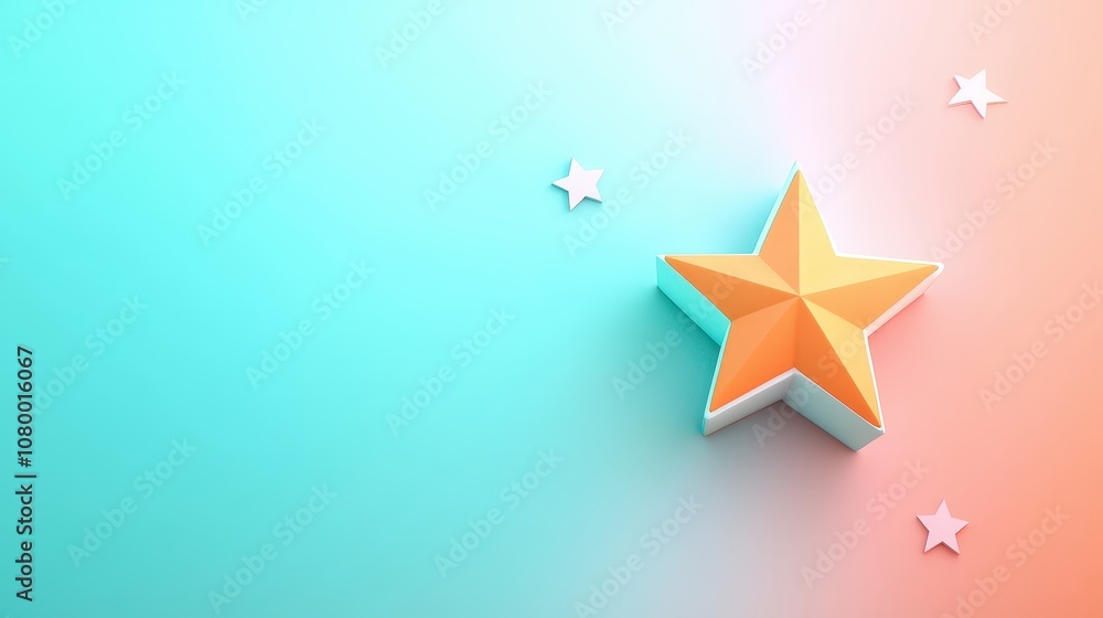 Poster star icon with 'sale' text at center for a website isolated random pastel color background