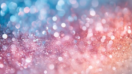 Pink and blue glitter bokeh lights create a sparkling background