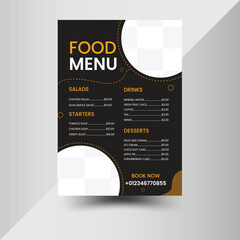 Modern Restaurant Food Menu And Poster Design With Black Background . vector Design.