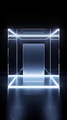 Futuristic Multi-Layered Glass and Acrylic Design with Cool Blue Hues