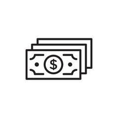 Cash icon outline set sign