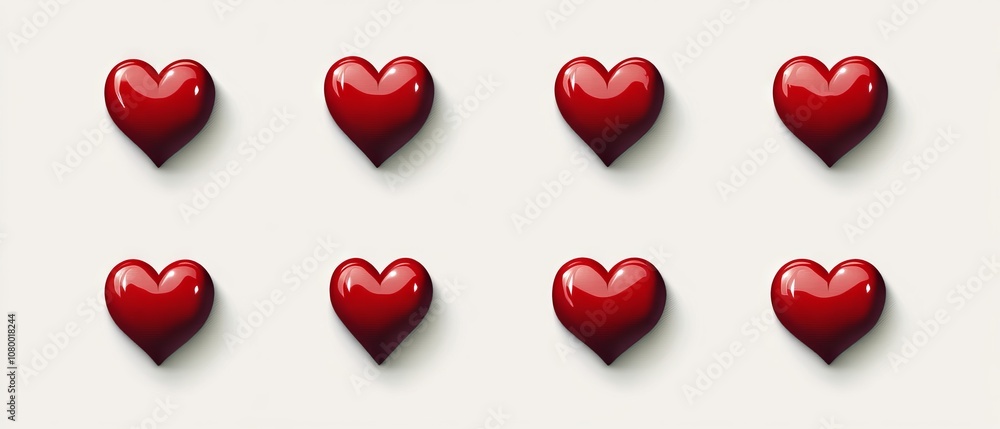 Poster versatile set of red heart vector icons in multiple styles including outline, filled, and hand-drawn