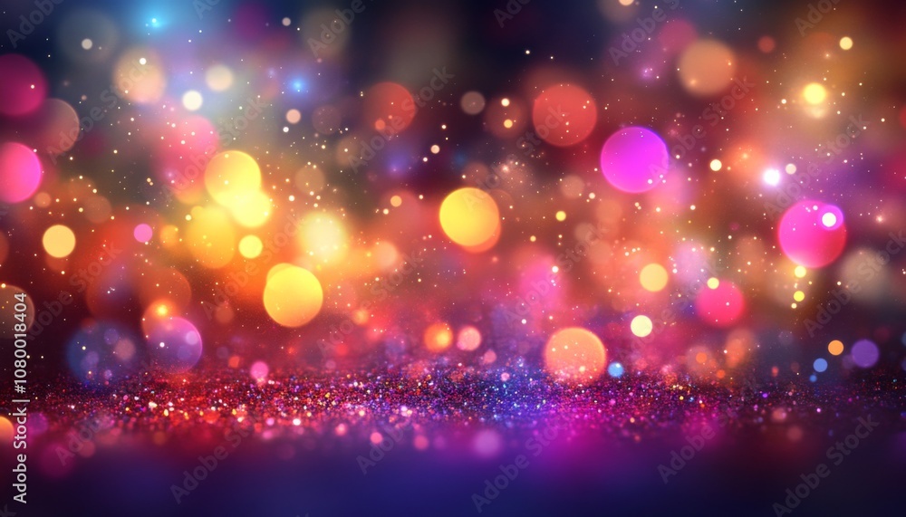 Poster vibrant rainbow bokeh abstract background with sparkling glitter texture and ethereal atmosphere for