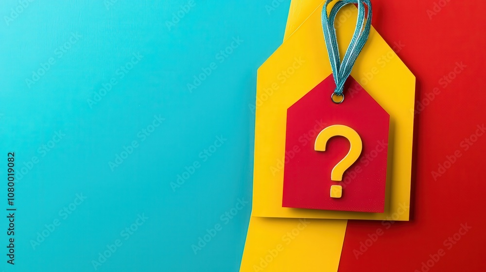Poster tag with percentage sign at center for a website isolated random pastel color background