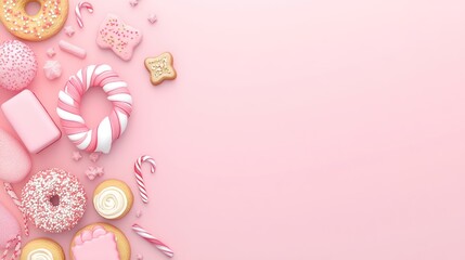 Sweet treats on a pink background, perfect for dessert-themed designs.