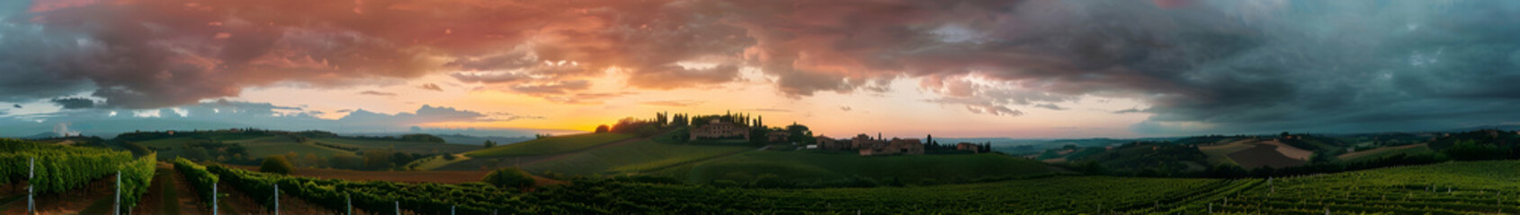 Fototapeta premium Panoramic photograph of the vineyards in a sleek