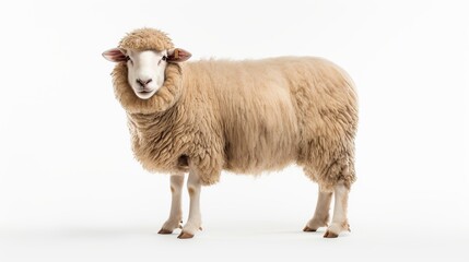 Fluffy and Docile Sheep in Realistic Photography, Captured with High-Quality Detail for Nature and Farm Imagery, Ideal for Various Stock Photo Applications