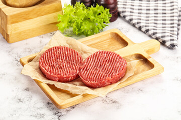 Raw beef  burger cutlet for grill