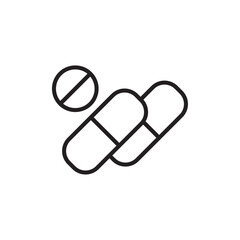 Pill icon outline set sign