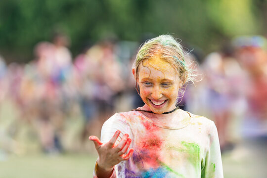 Smiling girl having fun at event