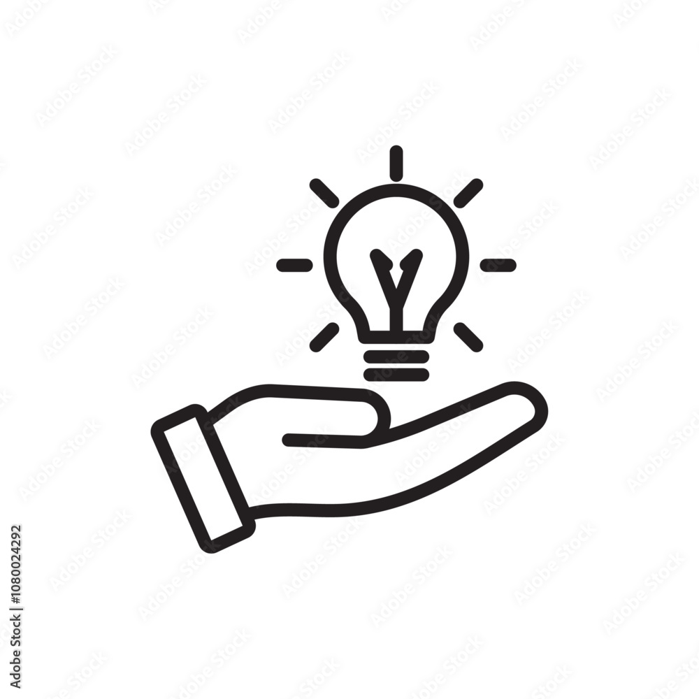 Poster solution icon outline set sign