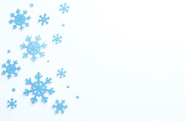 Blue snowflake set on white background, close-up