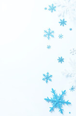 Blue snowflake set on white background, close-up