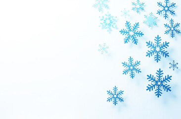Blue snowflake set on white background, close-up